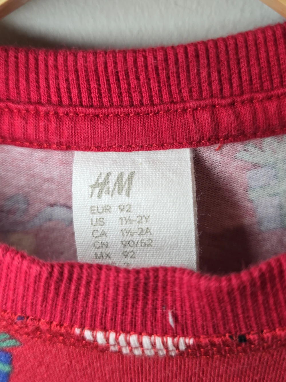 H&M Red Kids Holiday Joggers Set with Festive Prints Soft.